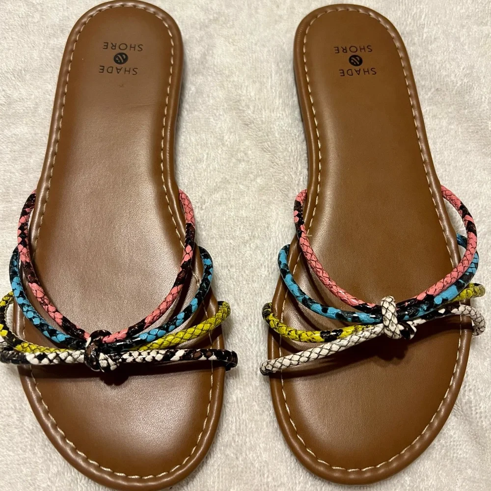 Shade and Shore multi-colored strappy sandal- Women Size 7 - Picture 1 of 5